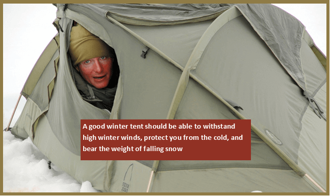 Winter tent with high winter wind