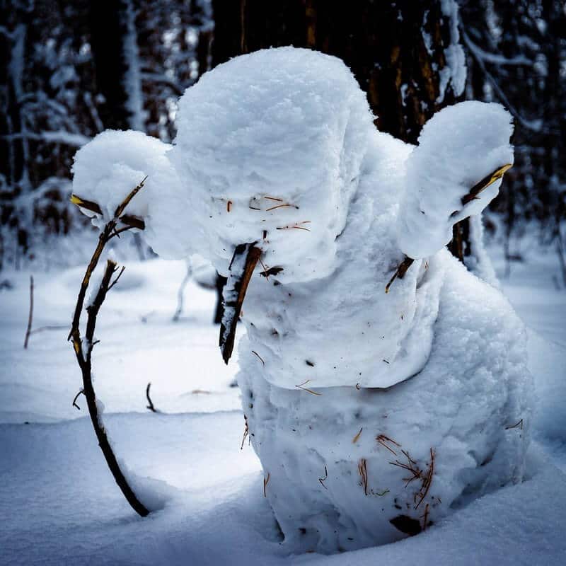 constructing something on the snow