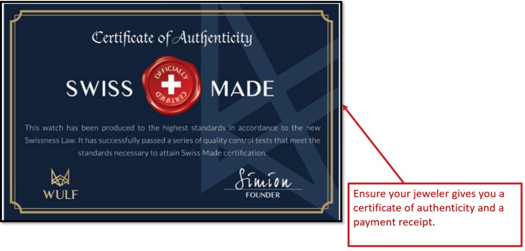 Swiss Certificate