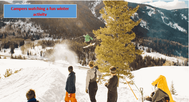 Campers watching a fun winter activity